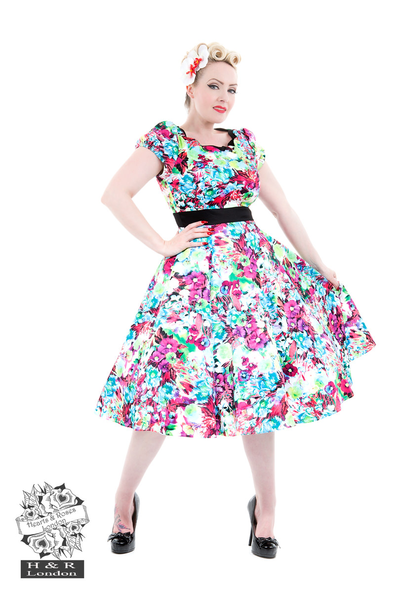 50s Wild Rose Kitsch Floral Dress